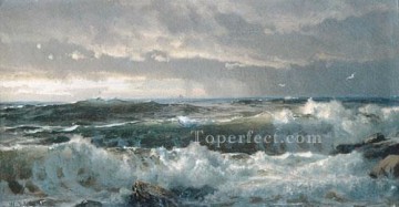 William Trost Richards Painting - Surf On Rocks scenery William Trost Richards